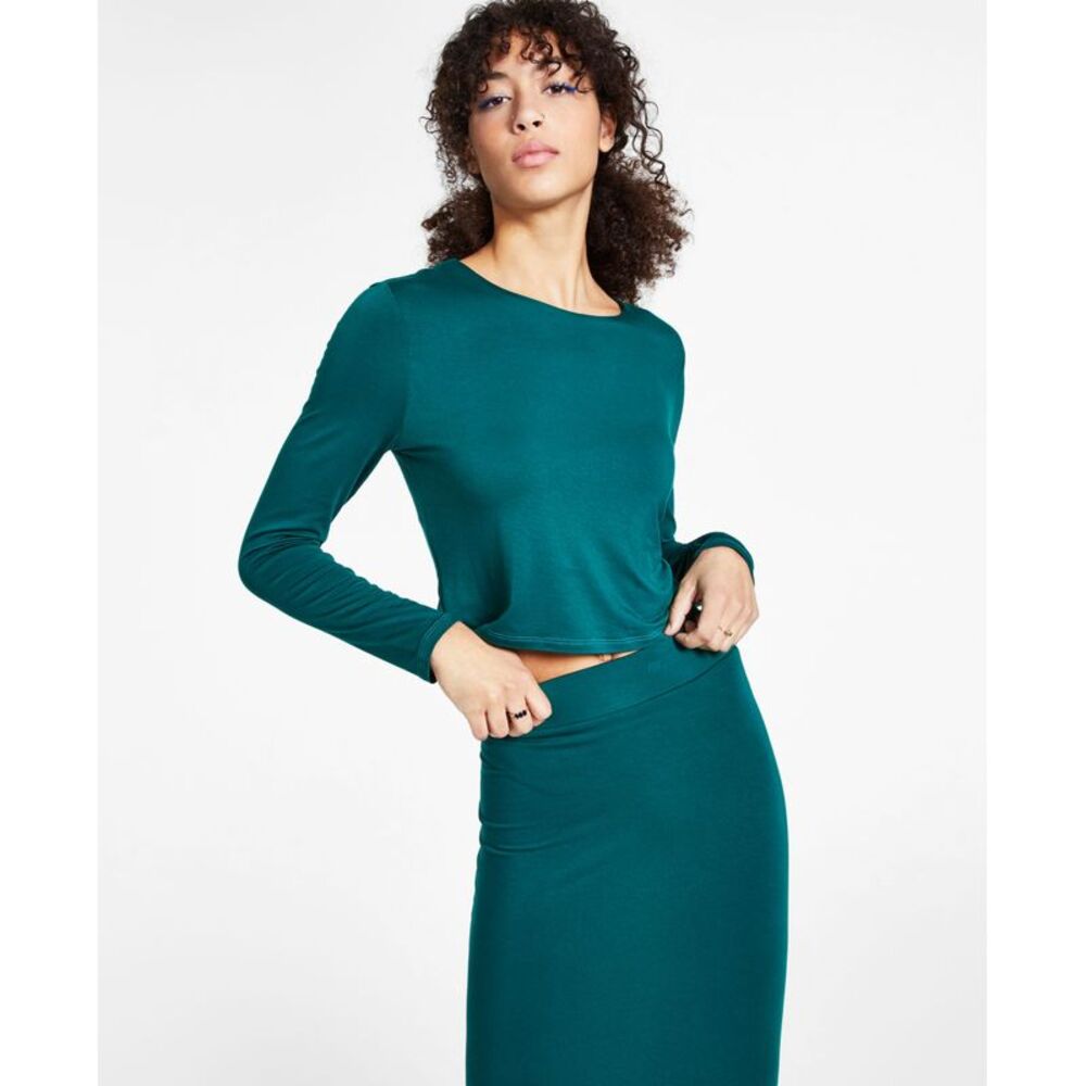 Bar III Bodycon Long Sleeve Cropped Top